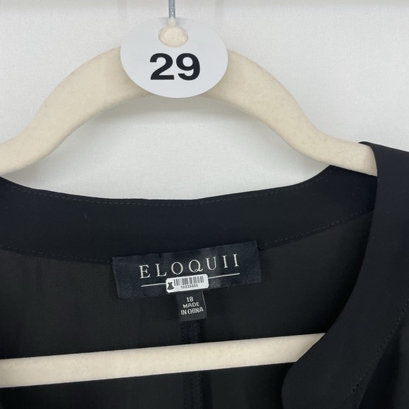 Eloquii Size 18 Black Tunic Top High Low Blouse Semi Sheer Gold Buttons Basic XL - Picture 7 of 8
